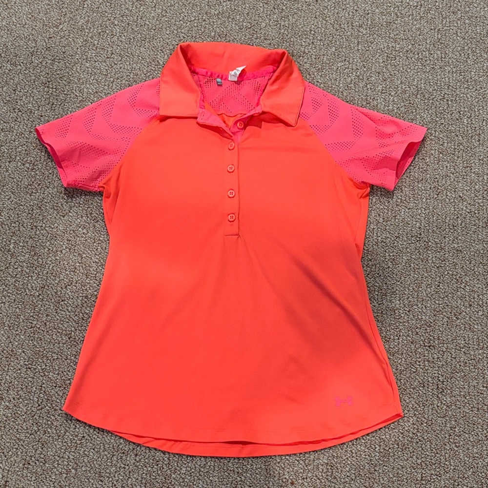 Under Armour Women's Pink and Orange Polo Shirt